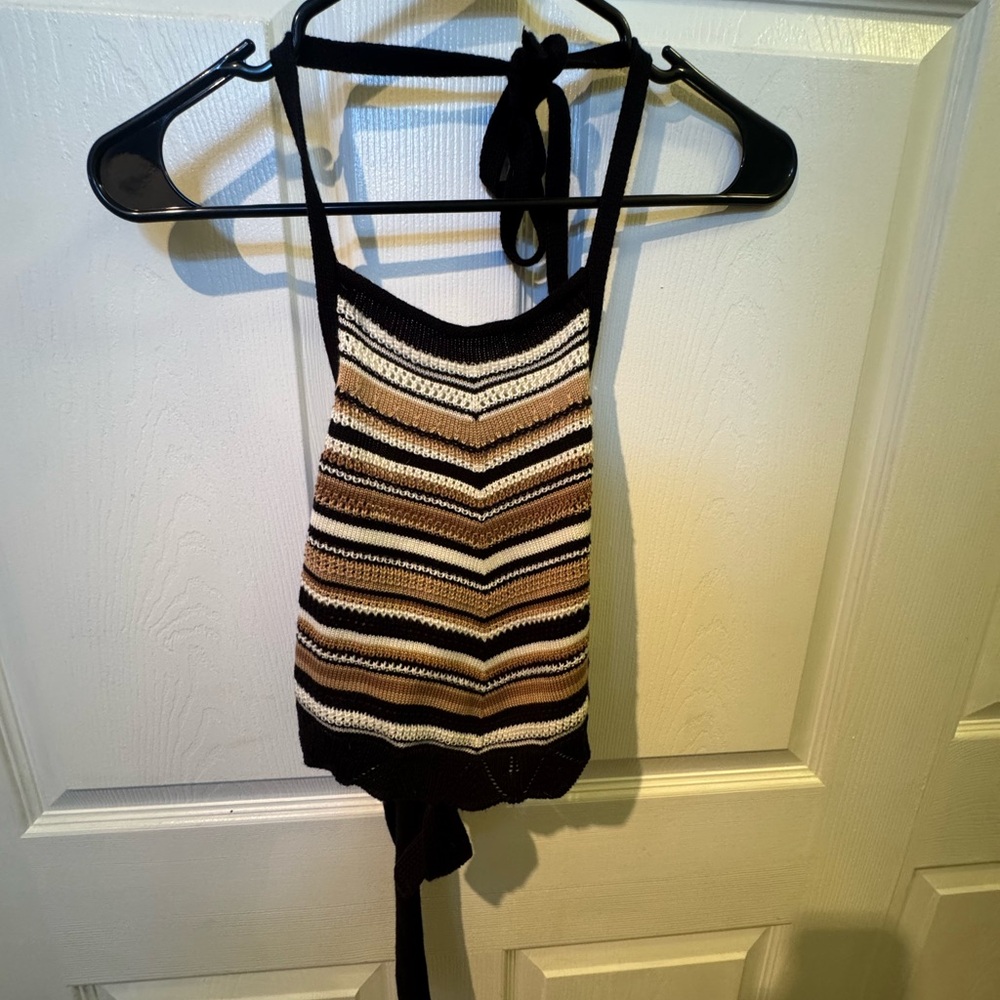 Elegant Multicolor Knit Halter Top